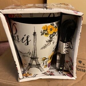 Paris Eiffel Tower Mug with ceramic Spoon